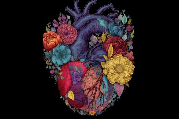 Foto o modelo de coração com flores