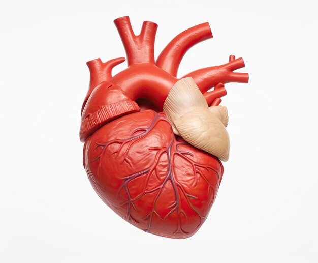 o modelo de coração humano é exibido em uma foto de fundo branco no estilo de imagem uhd