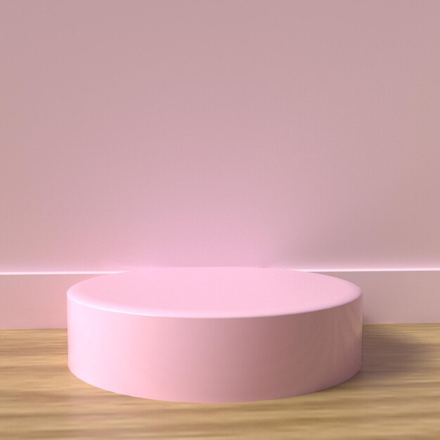 O modelo de renderização 3D do pódio decora para a cor rosa da loja