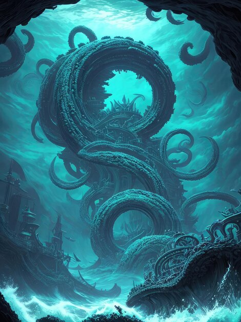 O monstro marinho é uma pintura do artista Kraken.