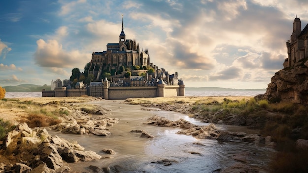 O Mont Saint Michel, a fortaleza medieval da França, foi criada com tecnologia de IA generativa.