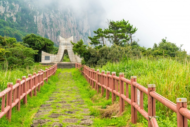 O monumento de hamel na ilha de jeju