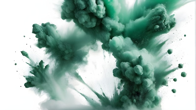 o movimento congelado de pólvora verde explodindo lançando para fora verde uma explosão abstrata