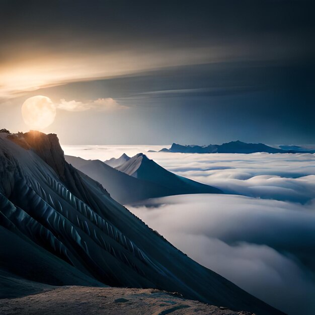 Foto o nascer do sol no inverno sobre a majestosa cordilheira a beleza tranquila da natureza