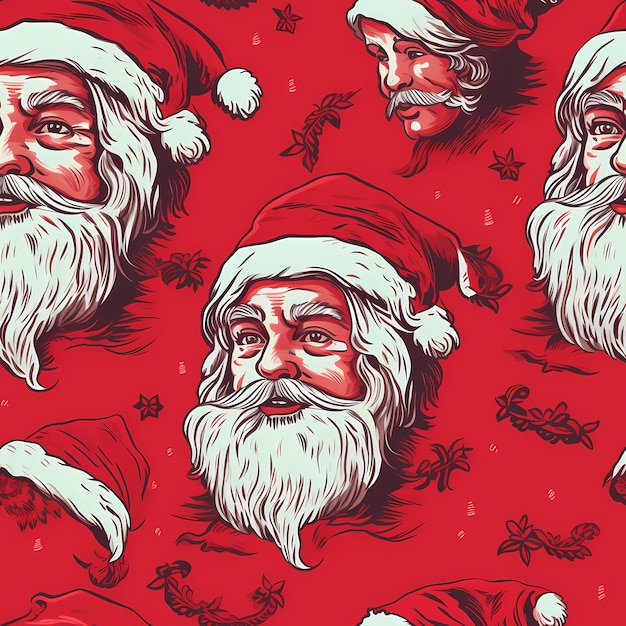 O Natal está aqui. Um padrão variado do Papai Noel.