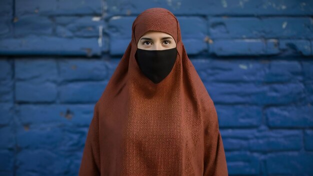 Foto o niqab é uma longa túnica que cobre completamente o corpo e a cabeça