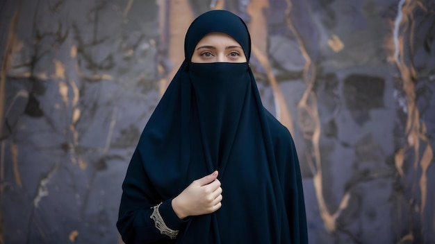 Foto o niqab é uma longa túnica que cobre completamente o corpo e a cabeça