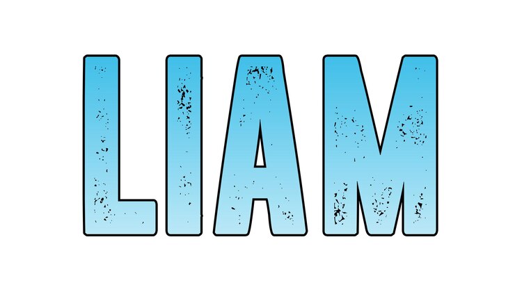 Foto o nome liam azul no branco.
