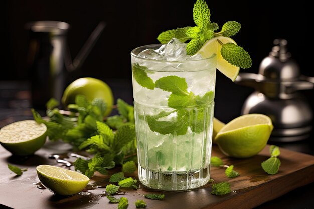 O Oásis de menta e limão Um Mojito Refrescante