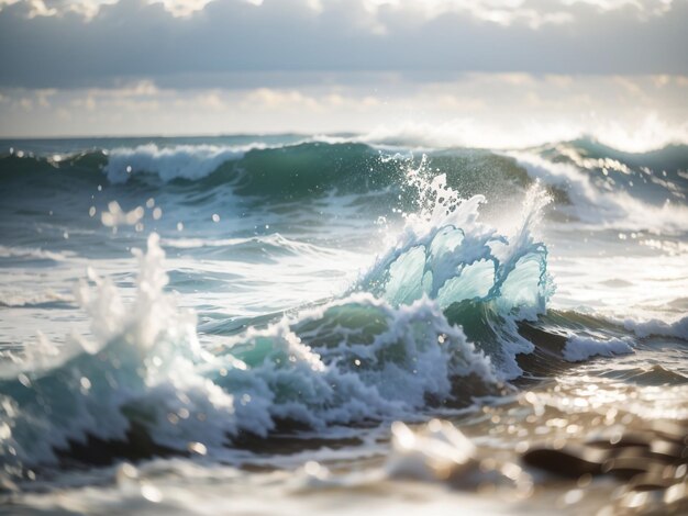 Foto o oceano se rompe na costa