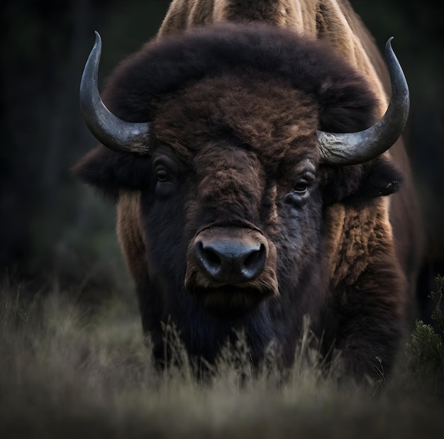 O olhar de Bison, um rosto envolto em escuridão