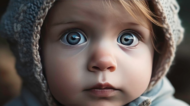 O olhar encantador de uma criança e os olhos incrivelmente charmosos gerados pela IA