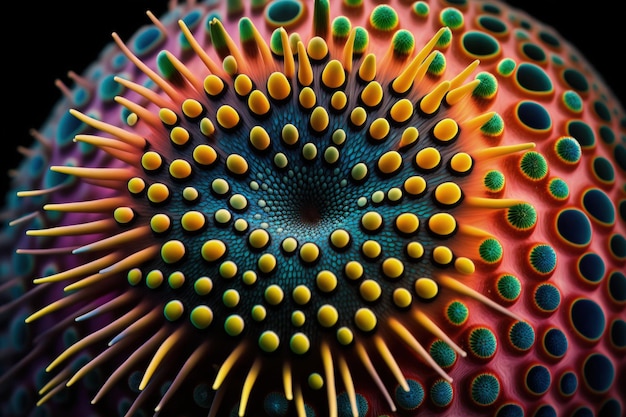 O ouriço-do-mar vibrante se maravilha com uma IA generativa de exploração subaquática colorida