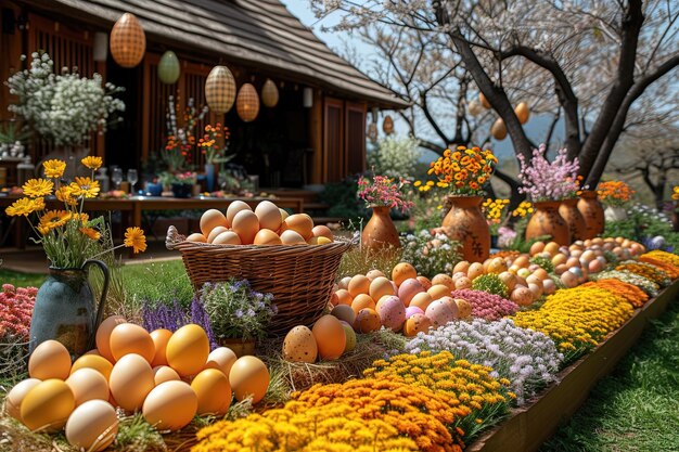 O ovo de Páscoa Adornado com Flores