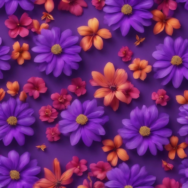 O padrão com as flores roxas em um fundo roxo