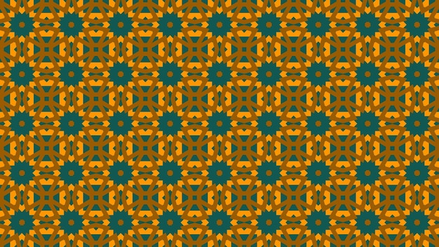 o padrão das folhas e flores em laranja e azul.
