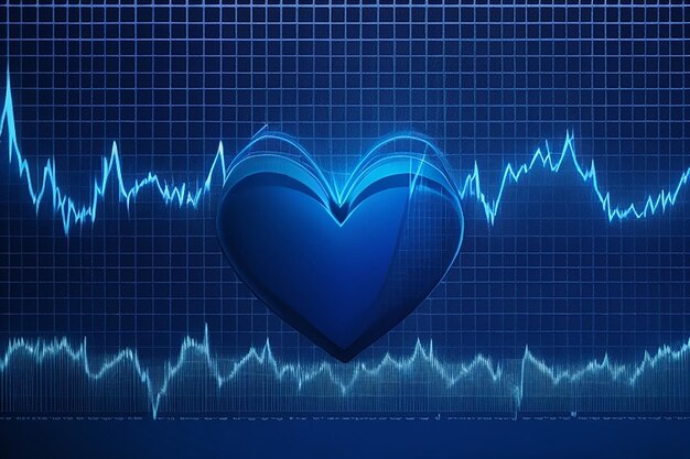 Foto o padrão de onda brilhante em azul simboliza a vitalidade do coração humano