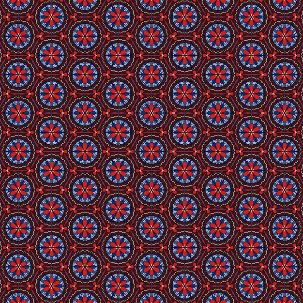O padrão de tecido é usado como fundo em tons de vermelho.
