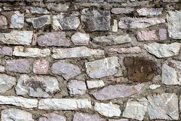 O padrão de textura A parede bege velha de fundo feita de pedra natural