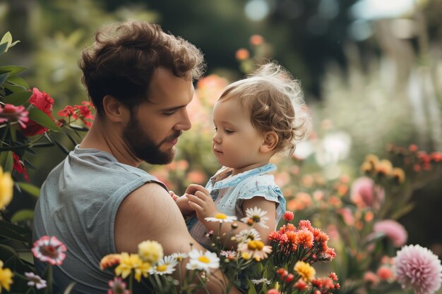 Foto o pai segura o bebê em seus braços dia dos pais paternidade