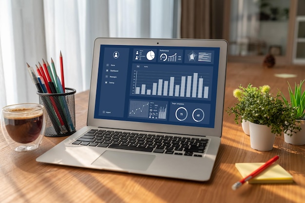 O painel de dados de negócios fornece análise de inteligência de negócios moderna para o planejamento de estratégias de marketing