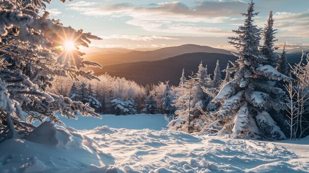 O país das maravilhas de inverno nas montanhas