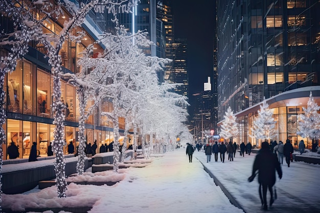 O País das Maravilhas do Inverno Urbano arranha-céus gelados numa paisagem urbana movimentada