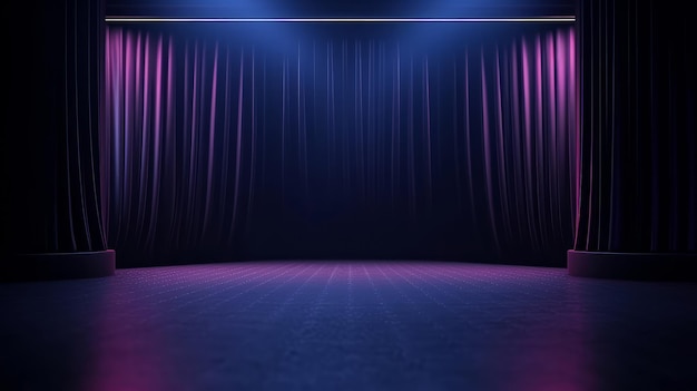 Foto o palco mostra um fundo rosa roxo azul escuro vazio ilustração ai generativexa