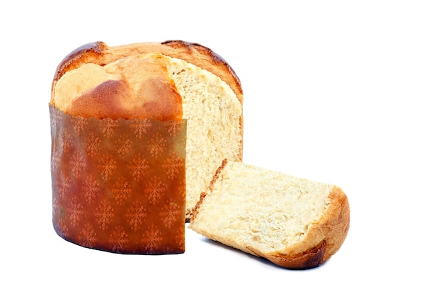 Foto o panetone é um alimento tradicional da época do natal, pão doce com frutas ou chocolate