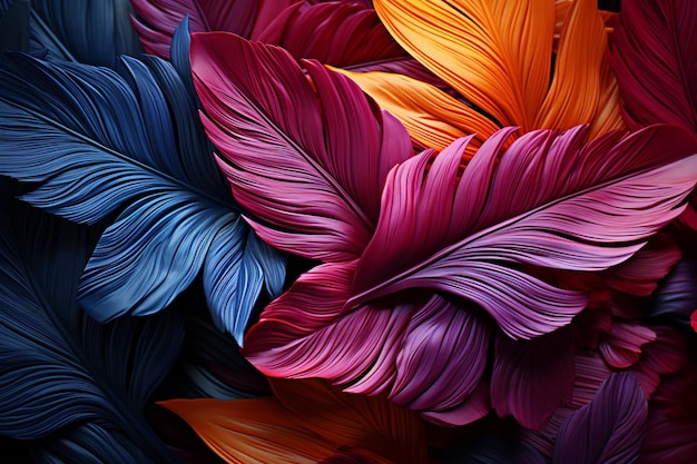 O pano de fundo de folhas tropicais combina gradientes criando um espectro de cores vibrantes inspirado na natureza