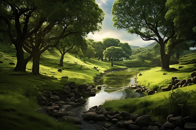 O paraíso verde revelou uma foto de paisagem verde
