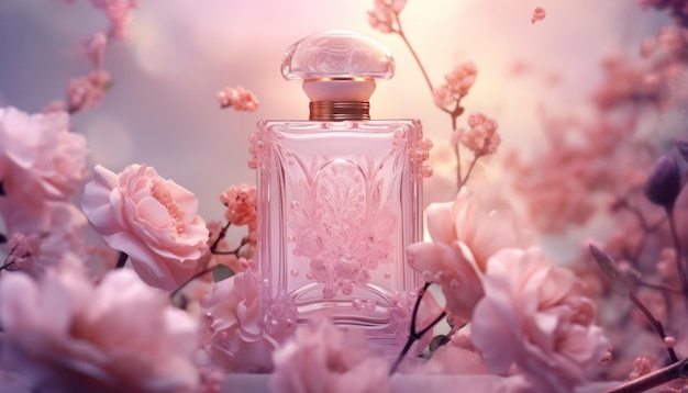 Foto o perfume magnum rose com rosas e flores