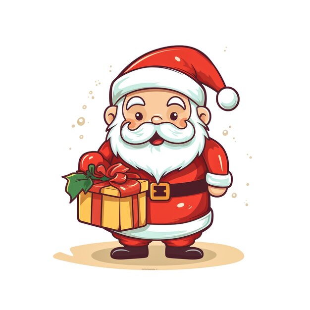 Foto o personagem de desenho animado de papai noel está segurando um presente em um fundo branco ilustração de renderização 3d new y