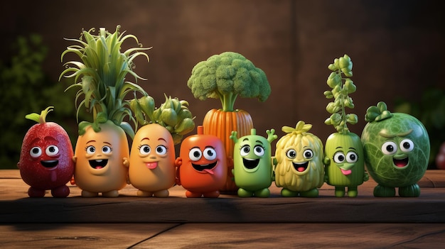 Personagem De Desenho Animado Vegetariano De Legumes E Frutas