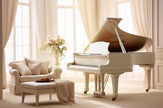 O piano de cauda em um cenário clássico Generative By Ai