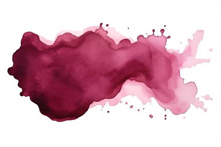 Foto o pincel grunge aquarela realista cria uma marca vermelha escura em fundo branco, semelhante a um vinho tinto