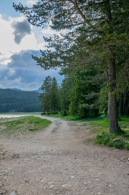 O pitoresco Lago Negro no Parque Nacional Durmitor entre as montanhas