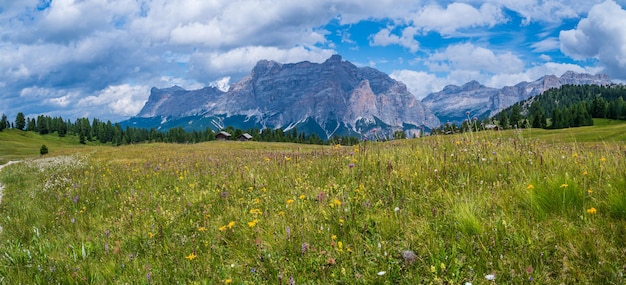 O planalto de pralongia no coração das dolomitas, entre corvara e san cassiano