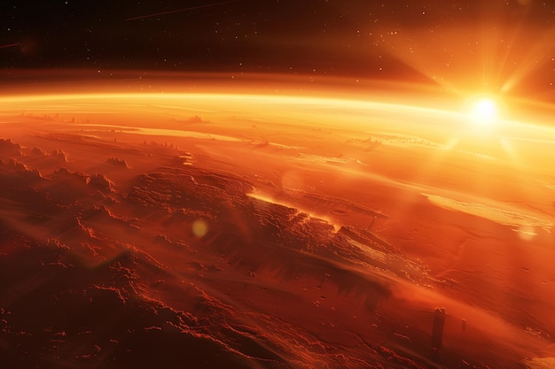 O planeta vermelho Marte visto do espaço