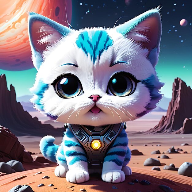 O pobre gato Chibi está perdido num planeta alienígena desconhecido e sente-se assustado e sozinho.