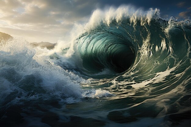 O poder assustador de enormes ondas de tsunami que caem no oceano