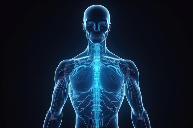 O poder da IA na saúde Uma anatomia humana azul