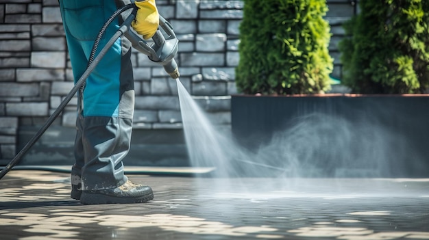 O poder da precisão revitalizando estradas residenciais de tijolos com sistema de limpeza de água de alta pressão