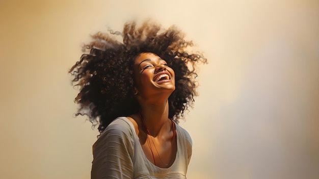 Foto o poder e o sorriso da confiança de uma senhora negra