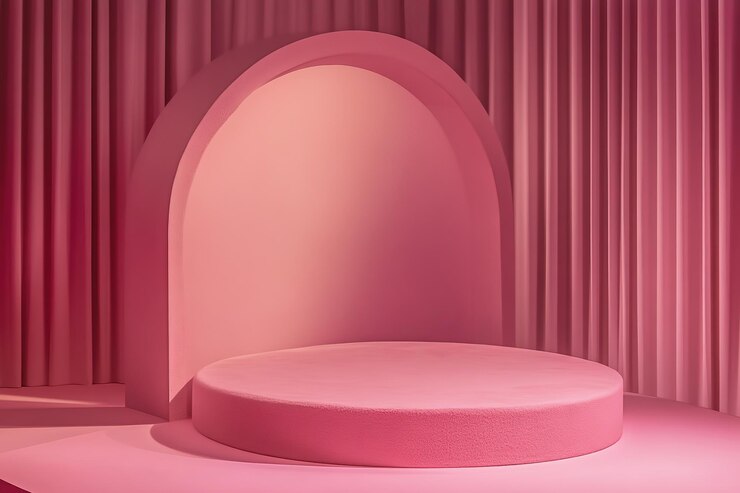 Foto o pódio rosa do poder minimalista