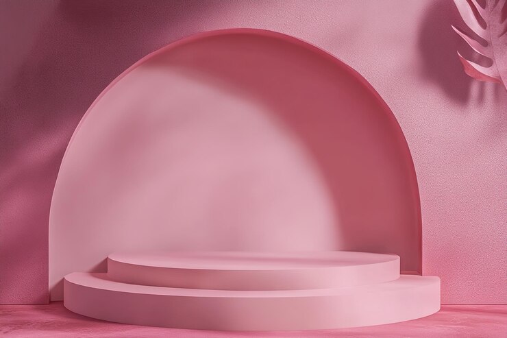 Foto o pódio rosa do poder minimalista