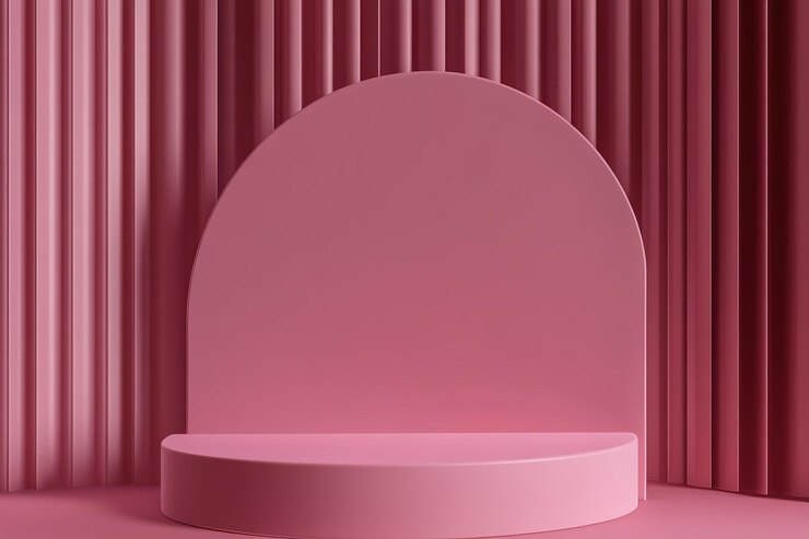 Foto o pódio rosa do poder minimalista