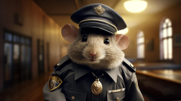 O policial rato uma obra de arte nostálgica e fotorrealista