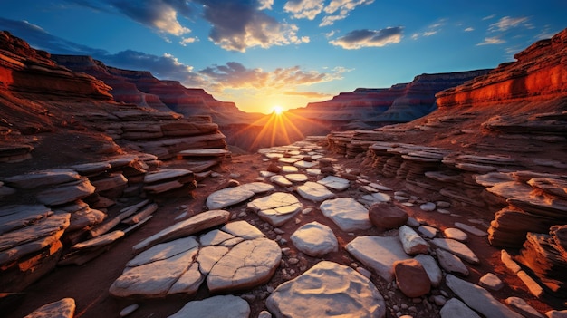 O pôr-do-sol do Grand Canyon