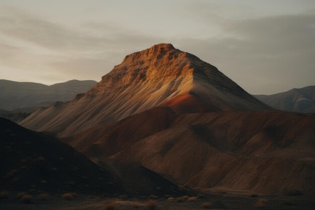 Foto o pôr-do-sol dourado sobre o deserto árido